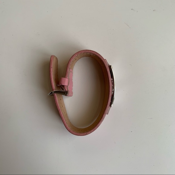 Auth Fossil pink leather “a” bracelet cuff - Picture 9 of 10